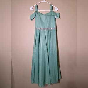 Elegant Sage Green Off-Shoulder Gown